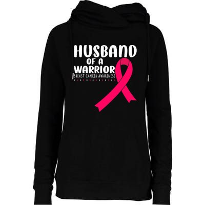 Husband Of A Warrior Pink Ribbon Breast Cancer Support Womens Funnel Neck Pullover Hood