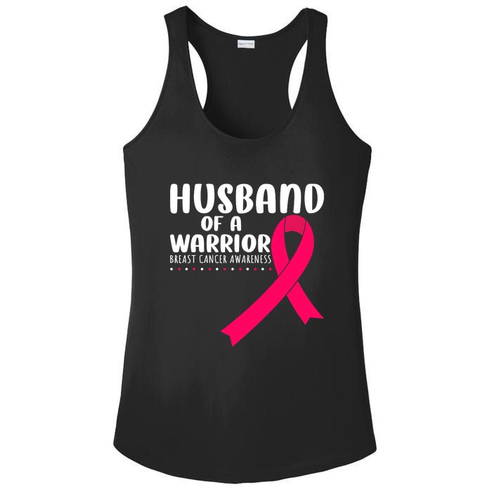 Husband Of A Warrior Pink Ribbon Breast Cancer Support Ladies PosiCharge Competitor Racerback Tank