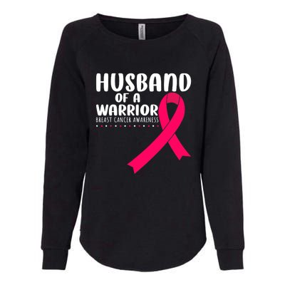 Husband Of A Warrior Pink Ribbon Breast Cancer Support Womens California Wash Sweatshirt