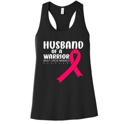 Husband Of A Warrior Pink Ribbon Breast Cancer Support Women's Racerback Tank