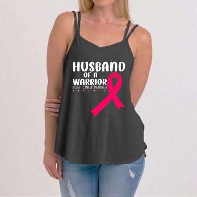 Husband Of A Warrior Pink Ribbon Breast Cancer Support Women's Strappy Tank