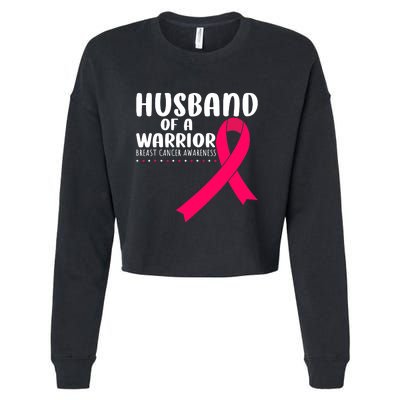 Husband Of A Warrior Pink Ribbon Breast Cancer Support Cropped Pullover Crew