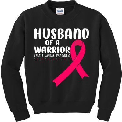 Husband Of A Warrior Pink Ribbon Breast Cancer Support Kids Sweatshirt