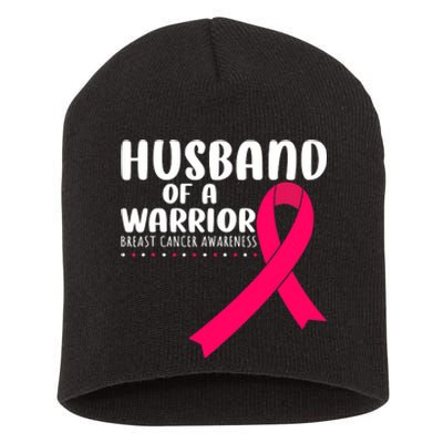 Husband Of A Warrior Pink Ribbon Breast Cancer Support Short Acrylic Beanie