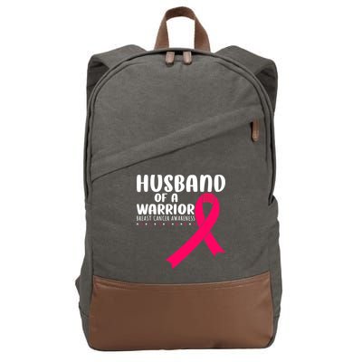 Husband Of A Warrior Pink Ribbon Breast Cancer Support Cotton Canvas Backpack