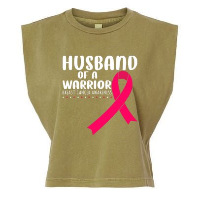 Husband Of A Warrior Pink Ribbon Breast Cancer Support Garment-Dyed Women's Muscle Tee