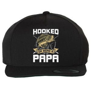 Hooked On Being A Papa Fly Fishing Grandpa Wool Snapback Cap