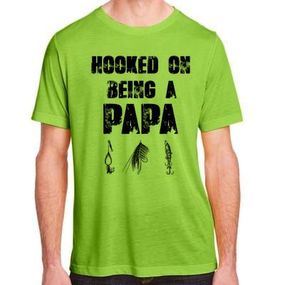 Hooked On Being A Papa Funny Fishing Gift Adult ChromaSoft Performance T-Shirt