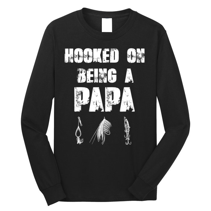 Hooked On Being A Papa Funny Fishing Gift Long Sleeve Shirt