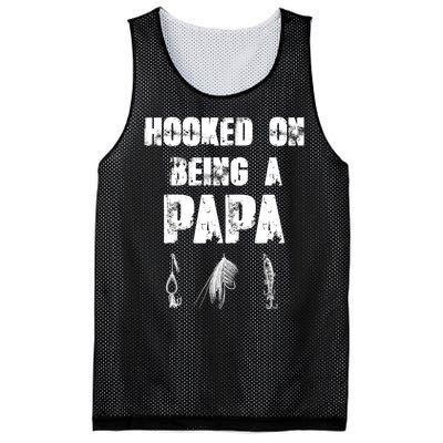 Hooked On Being A Papa Funny Fishing Gift Mesh Reversible Basketball Jersey Tank