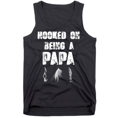 Hooked On Being A Papa Funny Fishing Gift Tank Top