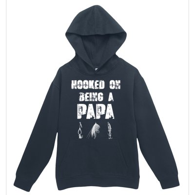 Hooked On Being A Papa Funny Fishing Gift Urban Pullover Hoodie