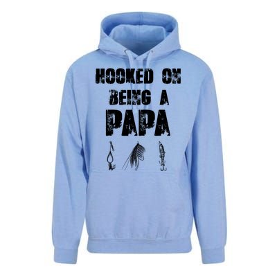 Hooked On Being A Papa Funny Fishing Gift Unisex Surf Hoodie