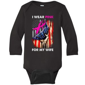 Husband of Breast Cancer Warrior I Wear Pink For My Wife Baby Long Sleeve Bodysuit