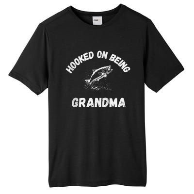 Hooked On Being Grandma Fishing Graphic Fish Design Zip Tall Fusion ChromaSoft Performance T-Shirt