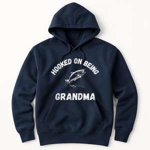 Hooked On Being Grandma Fishing Graphic Fish Design Zip Hoodie