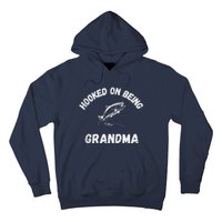 Hooked On Being Grandma Fishing Graphic Fish Design Zip Hoodie