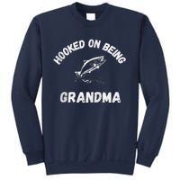 Hooked On Being Grandma Fishing Graphic Fish Design Zip Sweatshirt