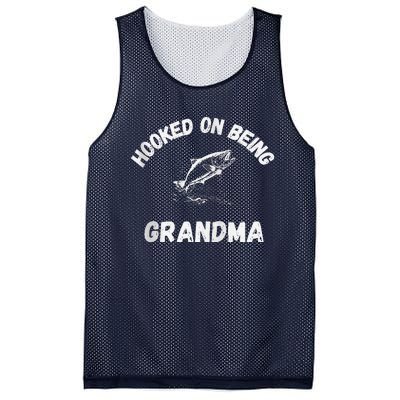 Hooked On Being Grandma Fishing Graphic Fish Design Zip Mesh Reversible Basketball Jersey Tank