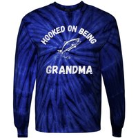 Hooked On Being Grandma Fishing Graphic Fish Design Zip Tie-Dye Long Sleeve Shirt