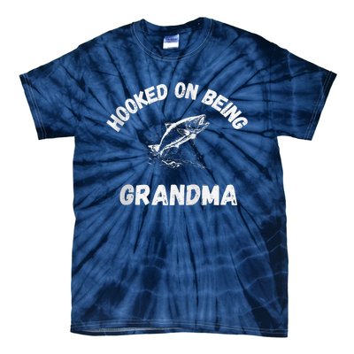 Hooked On Being Grandma Fishing Graphic Fish Design Zip Tie-Dye T-Shirt