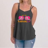 Halloween October Breast Cancer Pink Ribbon Pumpkin Women's Strappy Tank