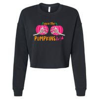 Halloween October Breast Cancer Pink Ribbon Pumpkin Cropped Pullover Crew