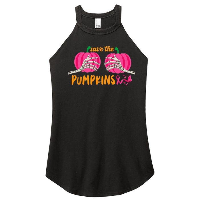 Halloween October Breast Cancer Pink Ribbon Pumpkin Women's Perfect Tri Rocker Tank