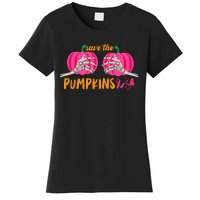 Halloween October Breast Cancer Pink Ribbon Pumpkin Women's T-Shirt