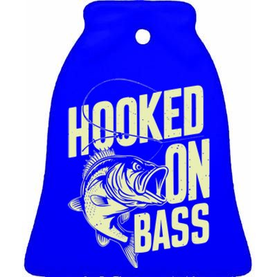 Hooked On Bass Fishing Cute Gift Ceramic Bell Ornament