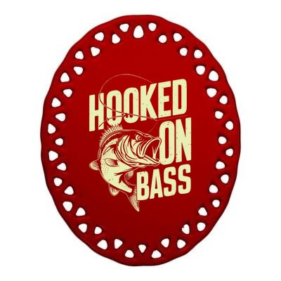 Hooked On Bass Fishing Cute Gift Ceramic Oval Ornament