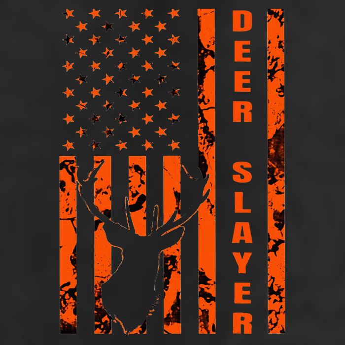 Hunter Orange Camo American Flag Deer Slayer Cool Comfort Performance Bucket Hat