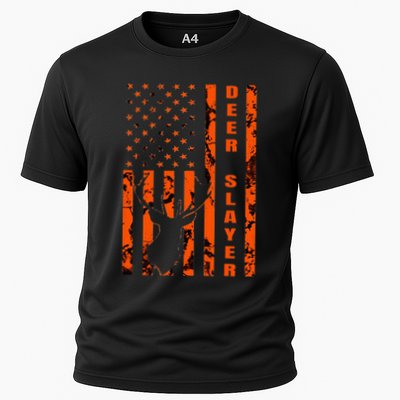 Hunter Orange Camo American Flag Deer Slayer Performance Shirt