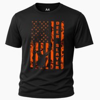 Hunter Orange Camo American Flag Deer Slayer Cooling Performance Crew T-Shirt