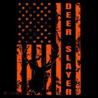 Hunter Orange Camo American Flag Deer Slayer Tall T-Shirt