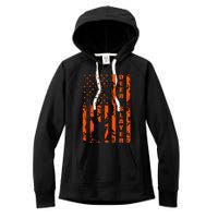 Hunter Orange Camo American Flag Deer Slayer Women's Fleece Hoodie