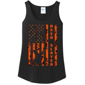 Hunter Orange Camo American Flag Deer Slayer Ladies Essential Tank