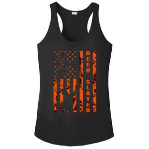 Hunter Orange Camo American Flag Deer Slayer Ladies PosiCharge Competitor Racerback Tank