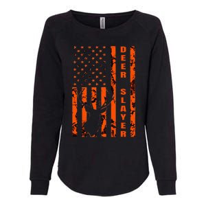 Hunter Orange Camo American Flag Deer Slayer Womens California Wash Sweatshirt