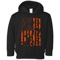 Hunter Orange Camo American Flag Deer Slayer Toddler Hoodie