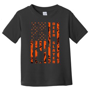 Hunter Orange Camo American Flag Deer Slayer Toddler T-Shirt