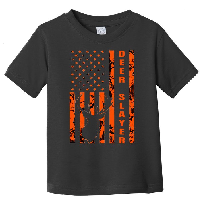 Hunter Orange Camo American Flag Deer Slayer Toddler T-Shirt