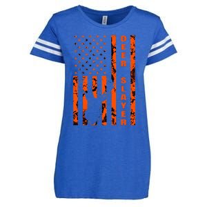 Hunter Orange Camo American Flag Deer Slayer Enza Ladies Jersey Football T-Shirt