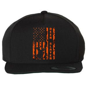 Hunter Orange Camo American Flag Deer Slayer Hunting Lover Wool Snapback Cap