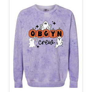 Halloween Obgyn Crew Squad One Spooky Obgyn Obstetrics Nurse Gift Colorblast Crewneck Sweatshirt