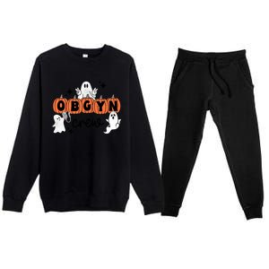 Halloween Obgyn Crew Squad One Spooky Obgyn Obstetrics Nurse Gift Premium Crewneck Sweatsuit Set