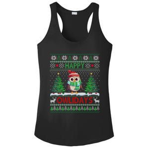 Happy Owlidays Cute Gift Funny Owl Ugly Christmas Gift Ladies PosiCharge Competitor Racerback Tank