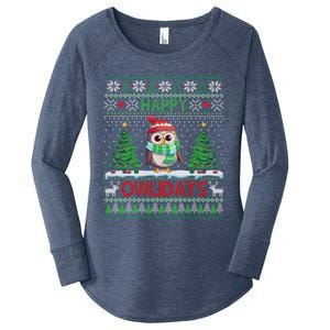 Happy Owlidays Cute Gift Funny Owl Ugly Christmas Gift Women's Perfect Tri Tunic Long Sleeve Shirt