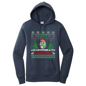 Happy Owlidays Cute Gift Funny Owl Ugly Christmas Gift Women's Pullover Hoodie