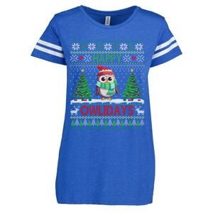 Happy Owlidays Cute Gift Funny Owl Ugly Christmas Gift Enza Ladies Jersey Football T-Shirt